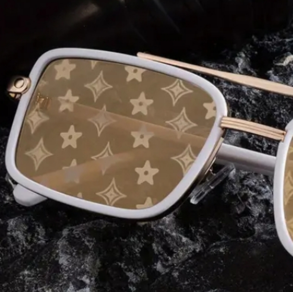 Stylish Retro Polarized Gold and White Sunglasses, Unisex
